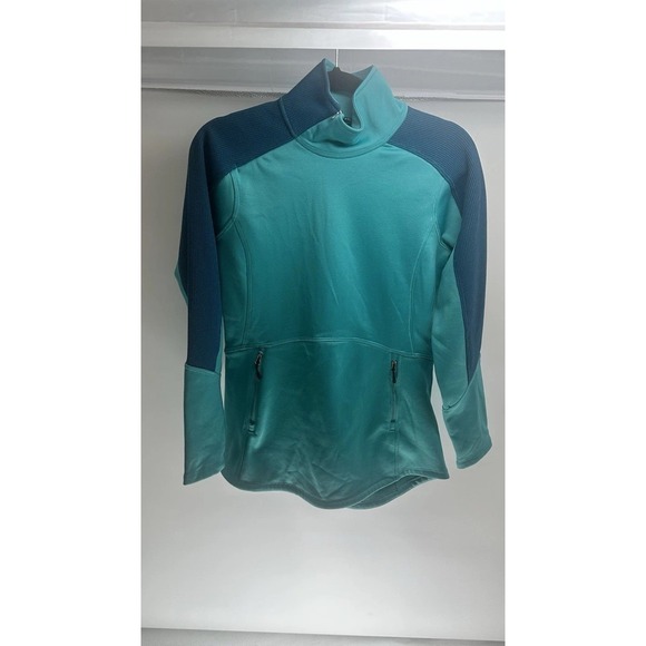 Spyder Lg Teal Green Mock Turtleneck Side Zip Collar Pullover Jacket Coat size M - Picture 1 of 7